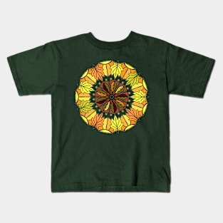 Autumn Leaves Brightly Circle Kids T-Shirt